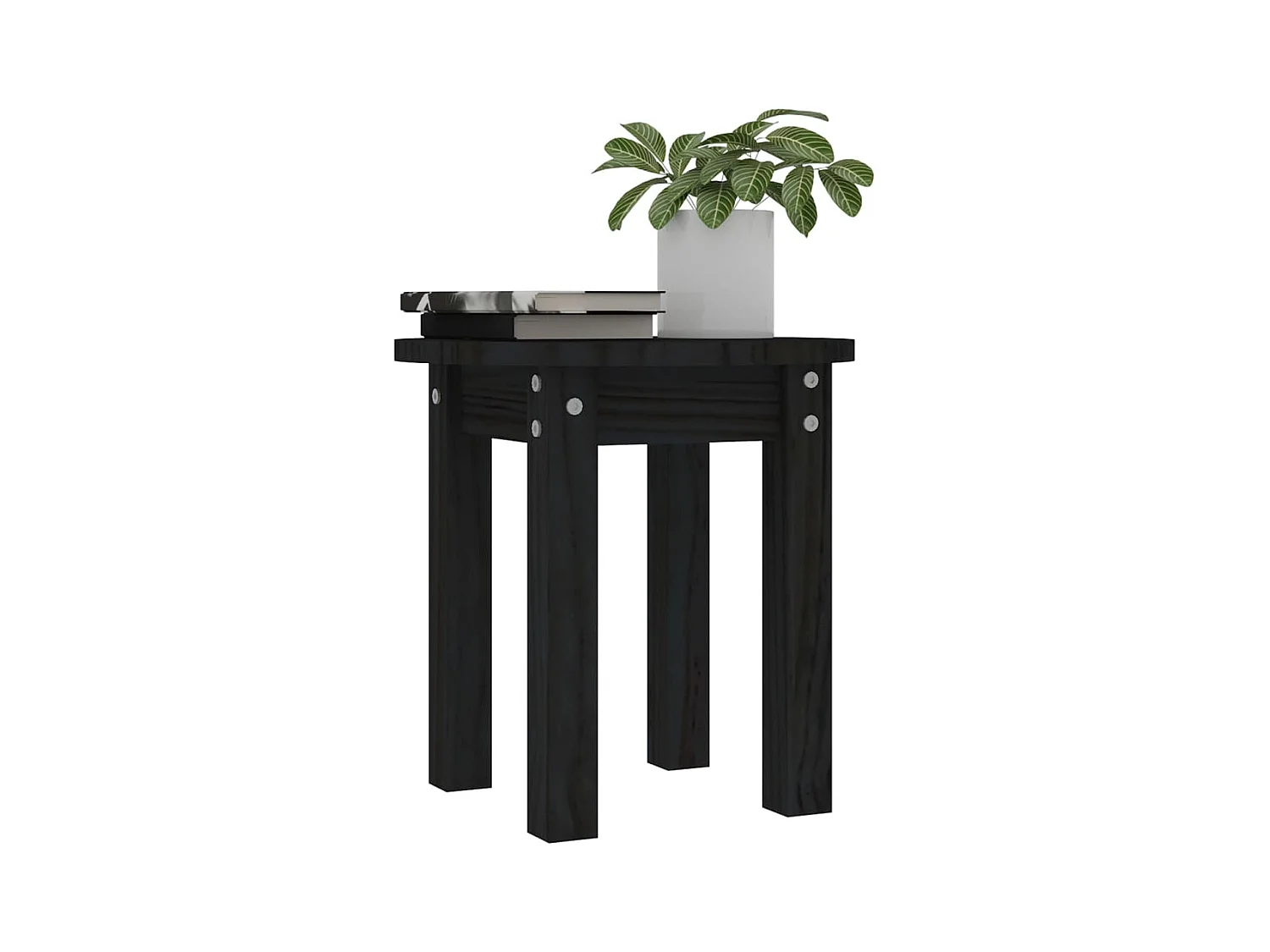 Salontafel Ø 35x35 cm massief grenenhout zwart