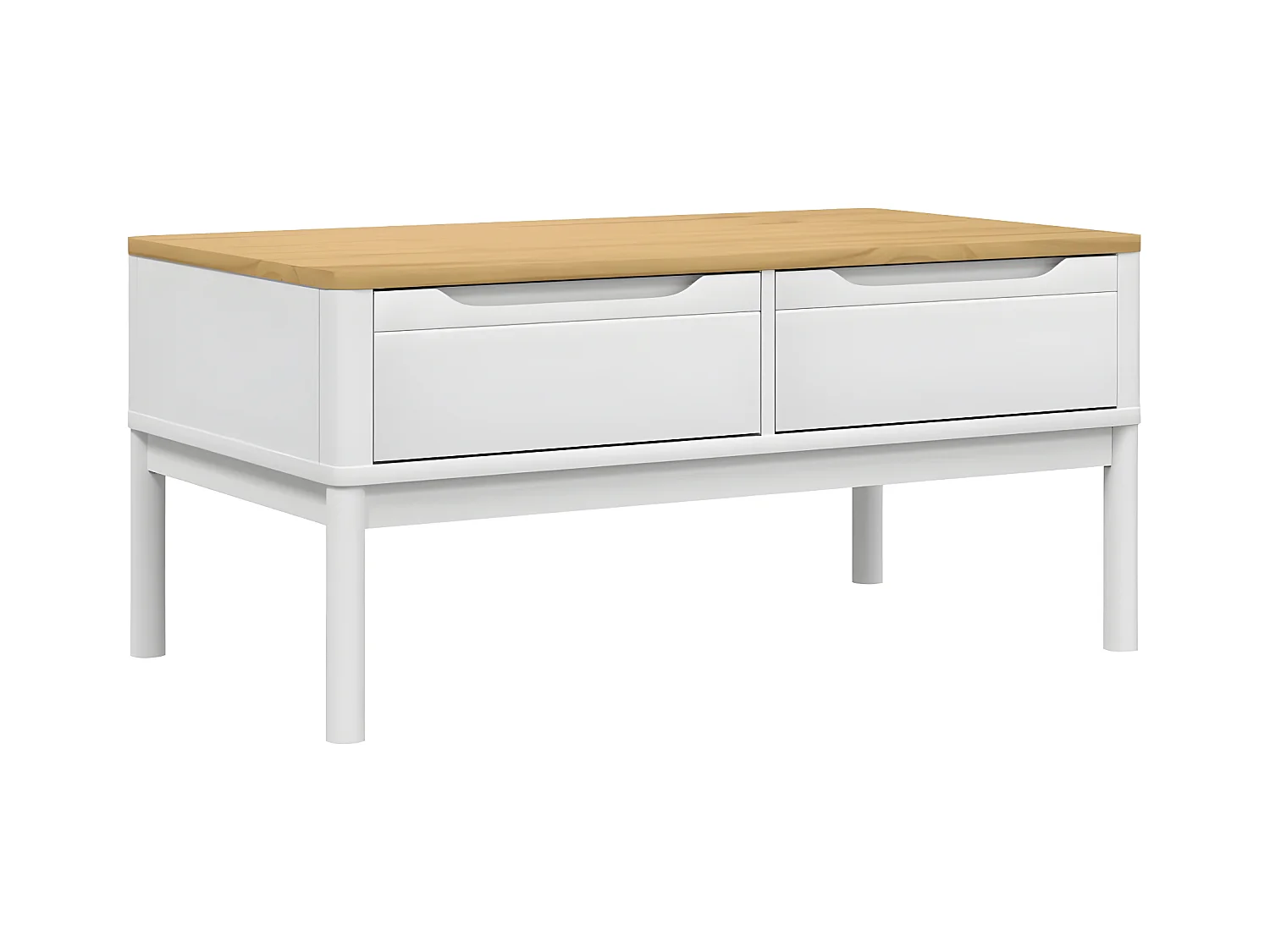 Table basse FLORO blanc 99x55,5x45 bois massif de pin