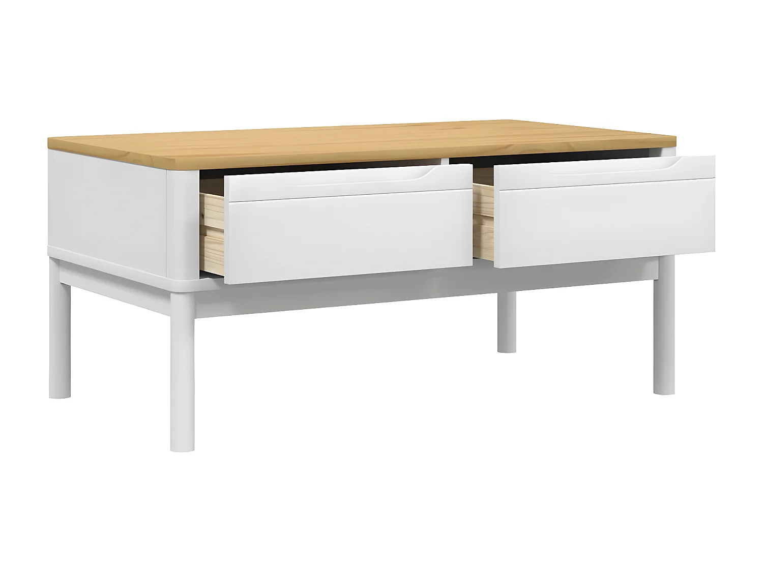 Table basse FLORO blanc 99x55,5x45 bois massif de pin