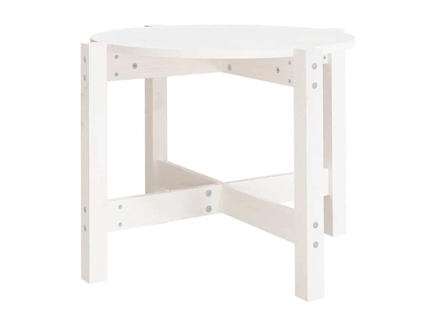 Table basse Blanc Ø 62,5x45 Bois massif de pin