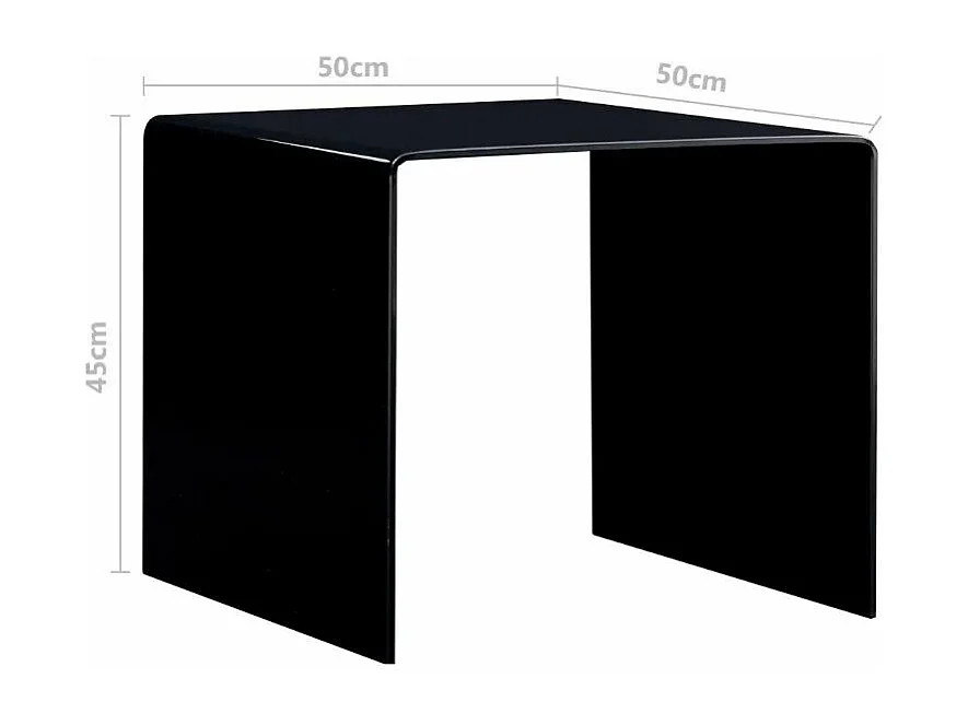 Table basse carrée verre trempé noir Shaimi