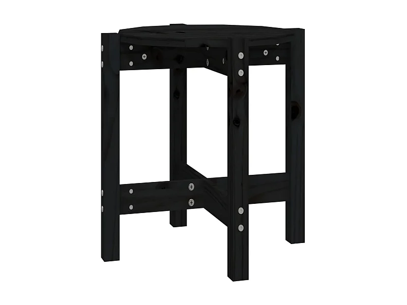 Table basse Noir Ø 42,5x45 Bois massif de pin