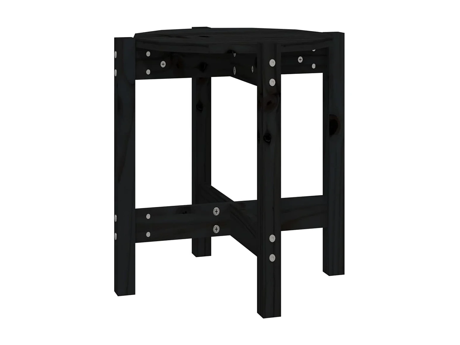 Table basse Noir Ø 42,5x45 Bois massif de pin