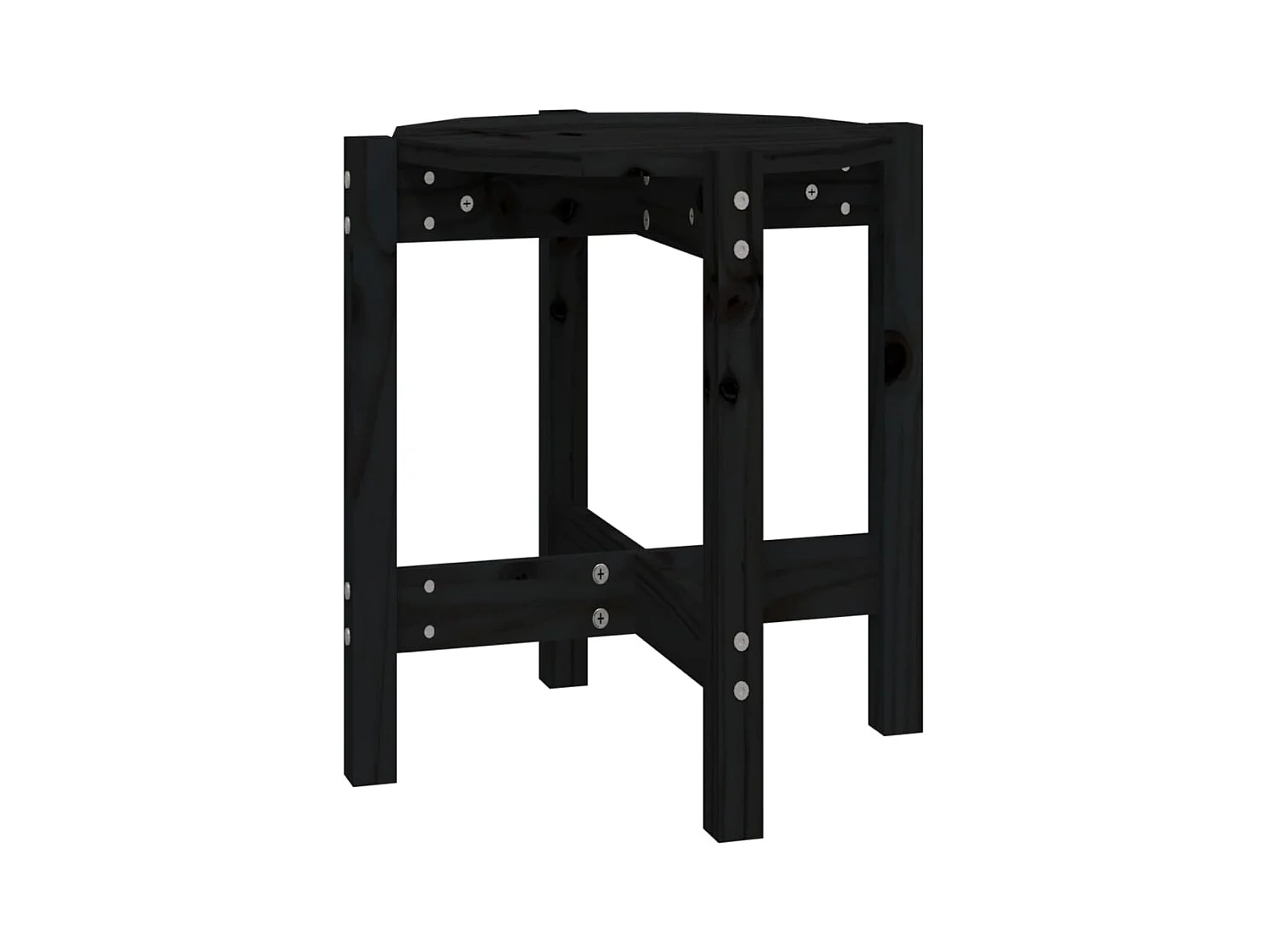 Table basse Noir Ø 42,5x45 Bois massif de pin