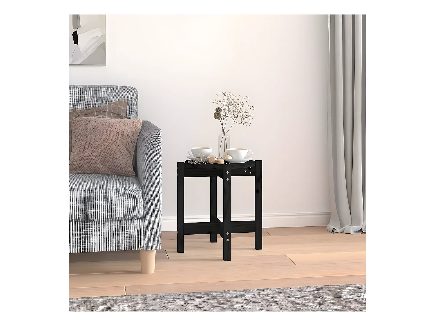 Salontafel Ø 42,5x45 cm massief grenenhout zwart
