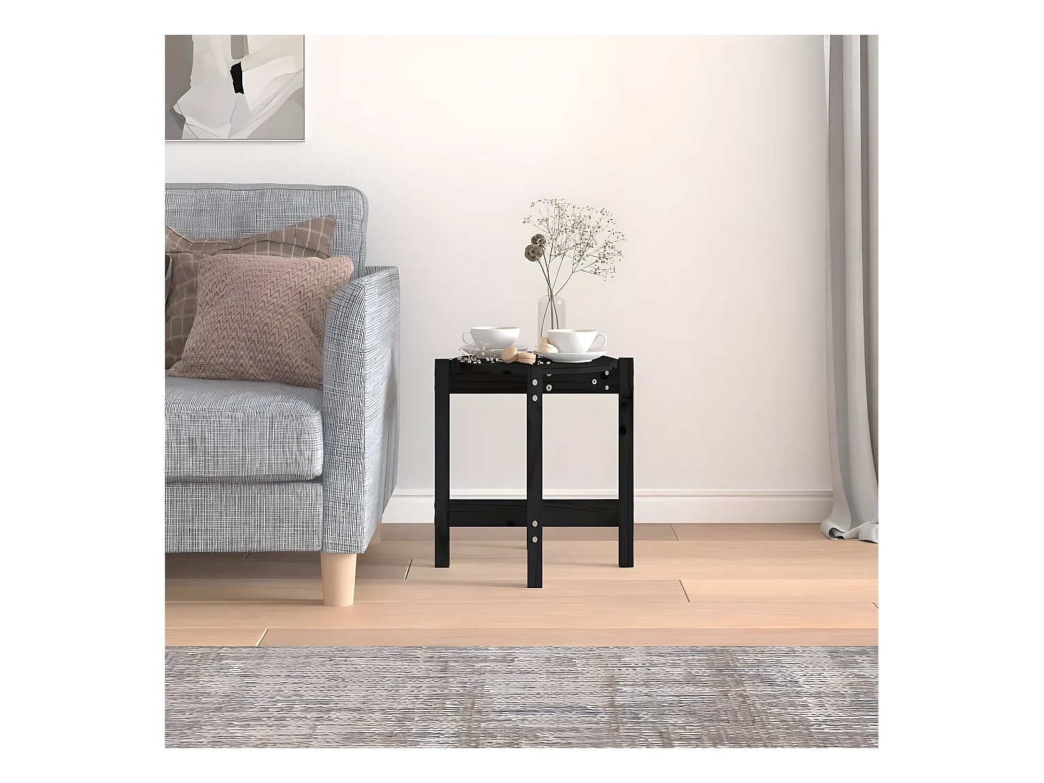 Salontafel Ø 42,5x45 cm massief grenenhout zwart