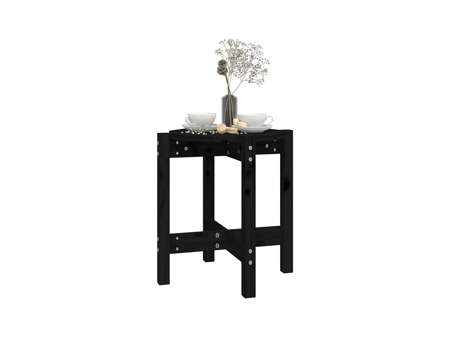 Salontafel Ø 42,5x45 cm massief grenenhout zwart