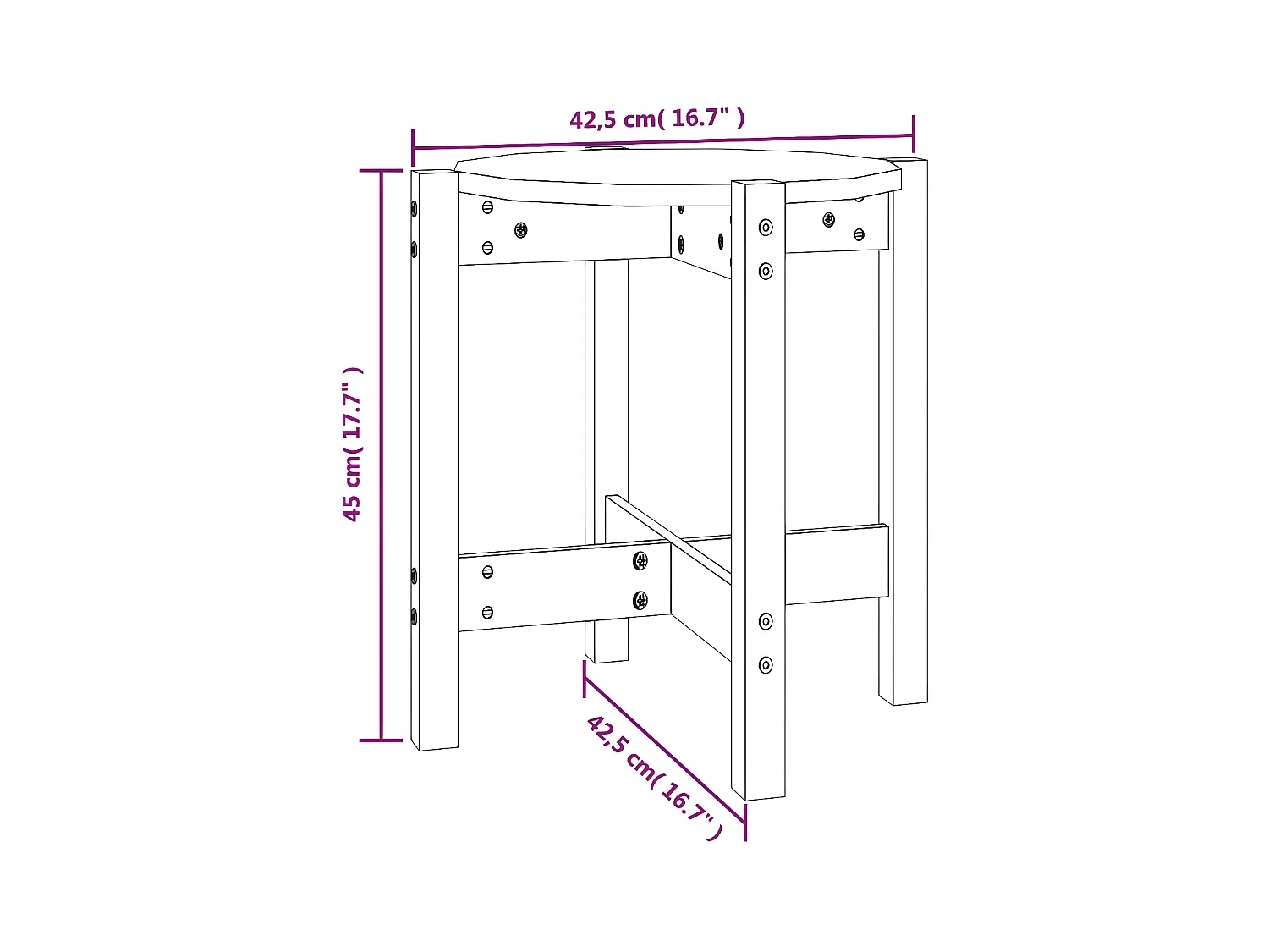 Salontafel Ø 42,5x45 cm massief grenenhout zwart