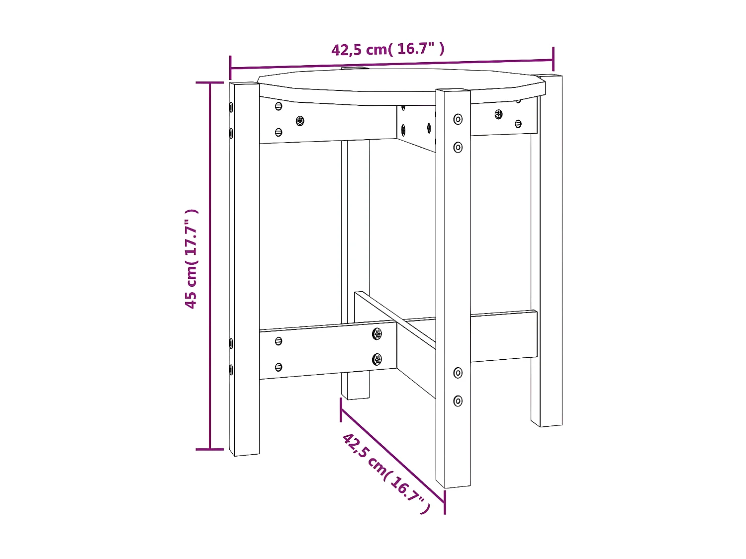 Table basse Noir Ø 42,5x45 Bois massif de pin