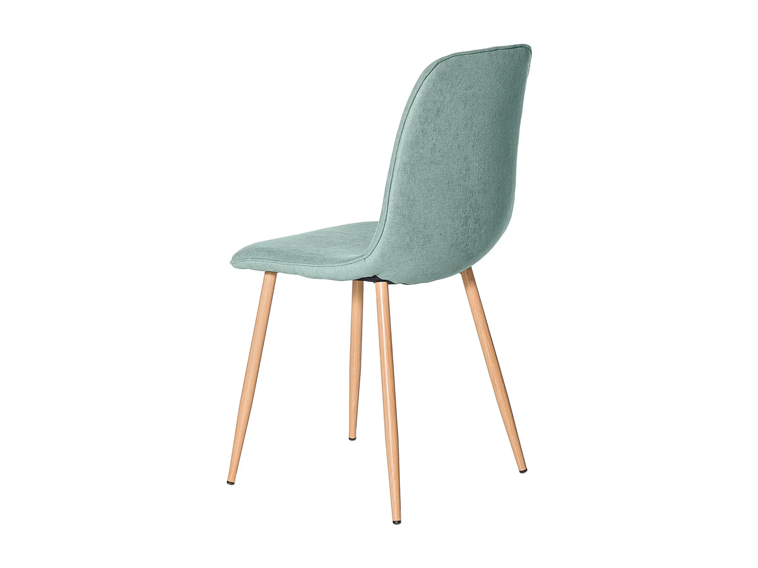 Klory mintgroene stoffen stoel en metalen poten met natuurlijk houteffect