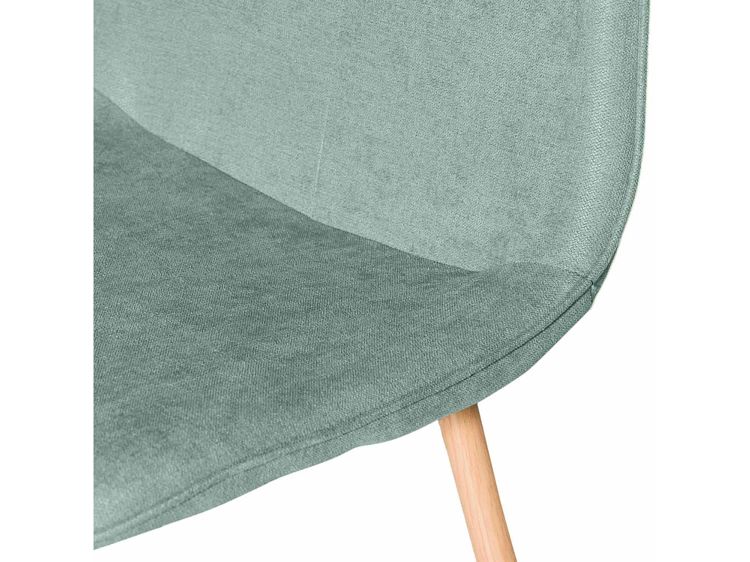 Klory mintgroene stoffen stoel en metalen poten met natuurlijk houteffect