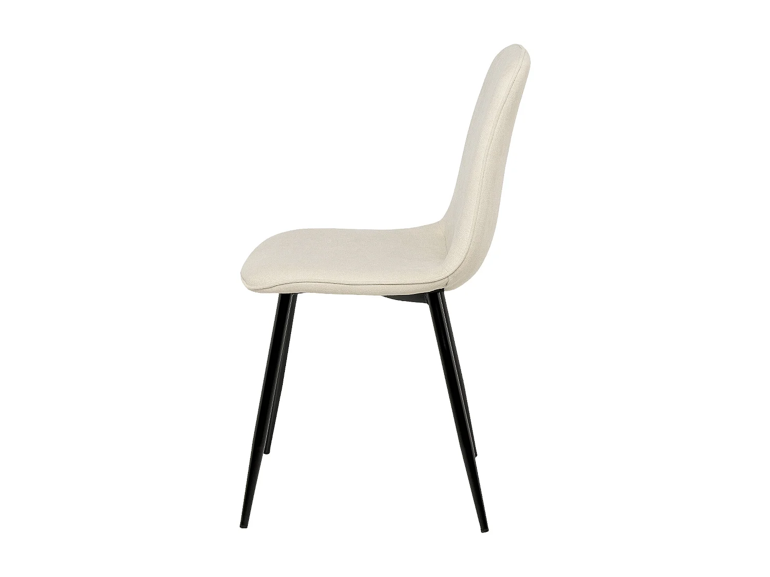 Chaise en tissu avec pieds en métal noir Klara – Lignes incurvées et élégance intemporelle-Couleur Beige clair