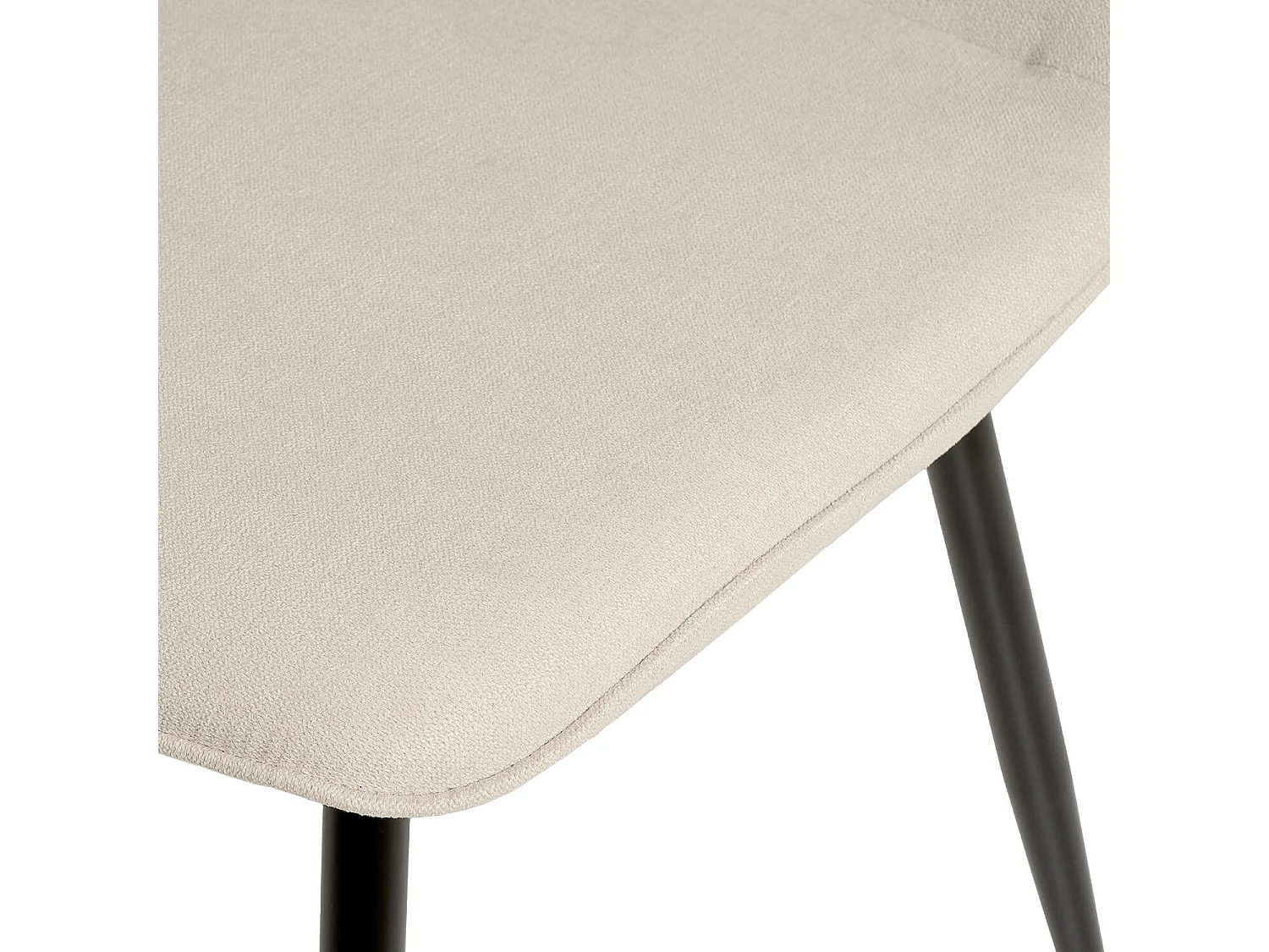 Chaise en tissu avec pieds en métal noir Klara – Lignes incurvées et élégance intemporelle-Couleur Beige clair