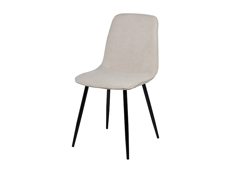 Chaise en tissu avec pieds en métal noir Klara – Lignes incurvées et élégance intemporelle-Couleur Beige clair