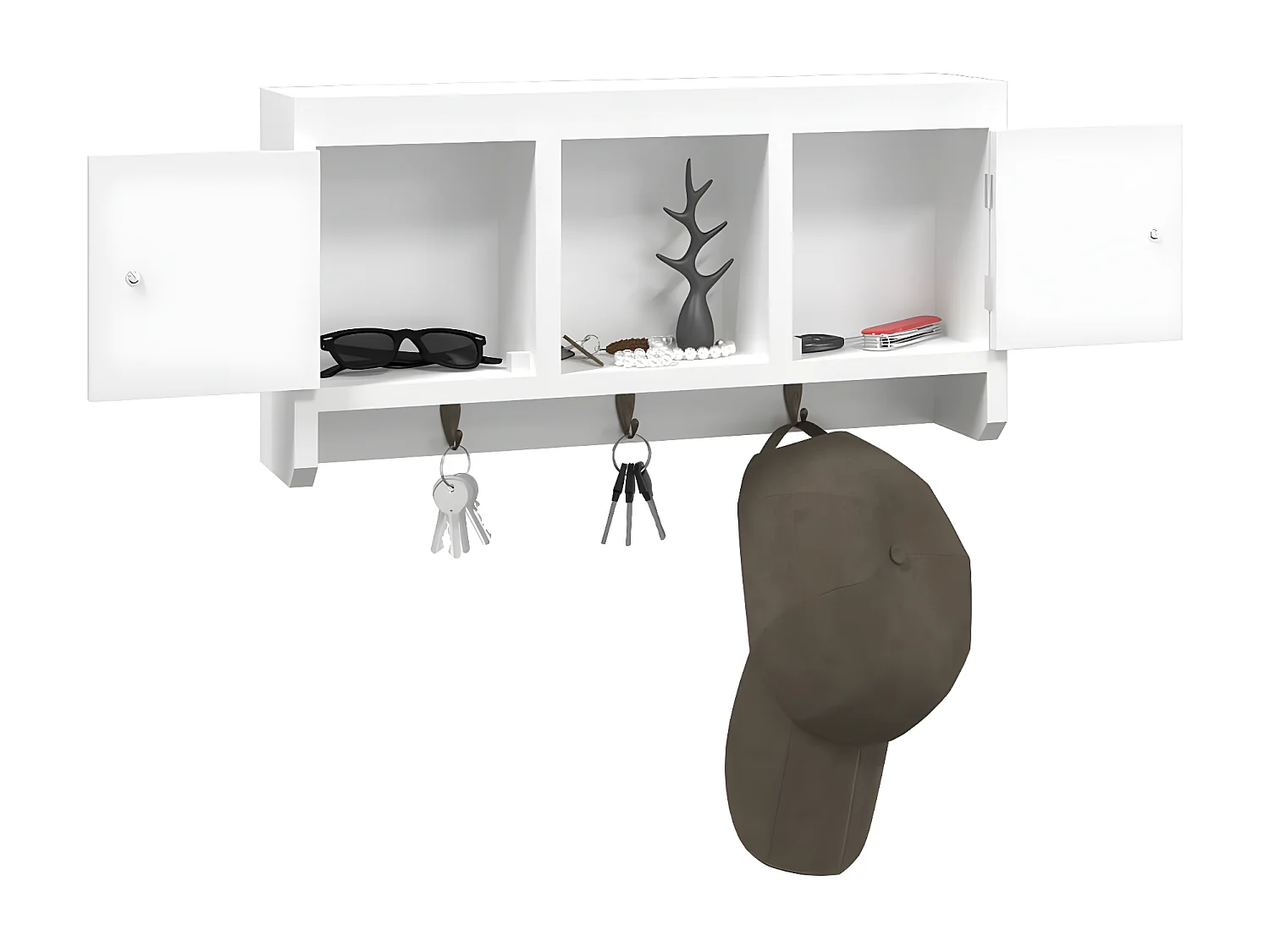 Armoire à clés Blanc 40x8,5x20 Bois d'ingénierie et acier