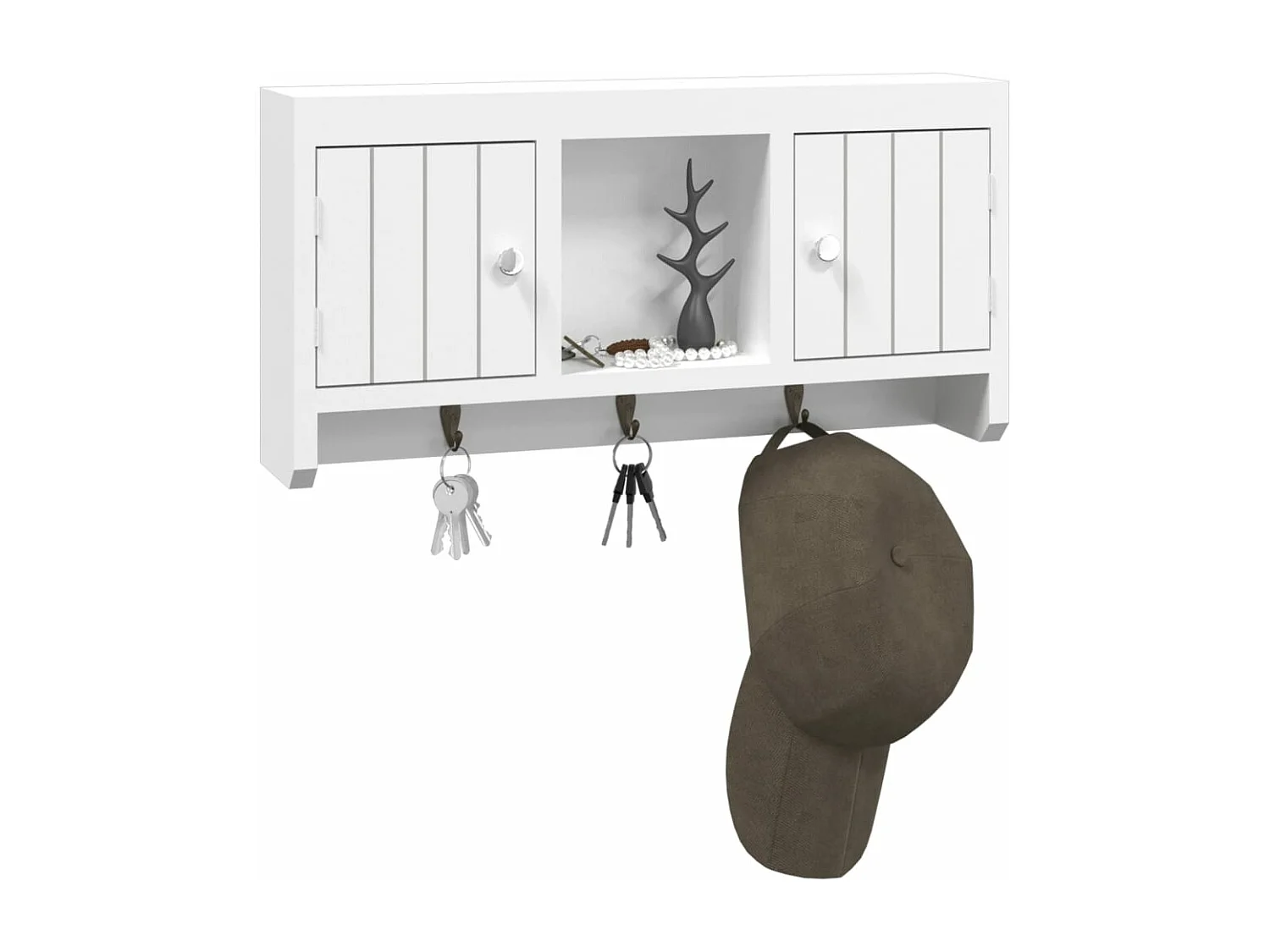 Armoire à clés Blanc 40x8,5x20 Bois d'ingénierie et acier