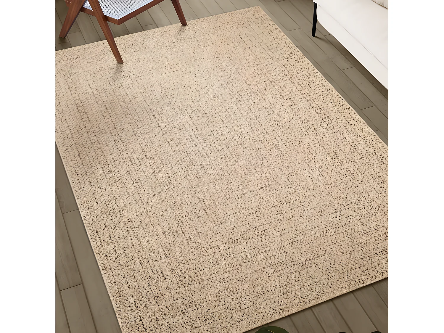 Tapis ZIZUR 240x240 aspect de jute intérieur et extérieur