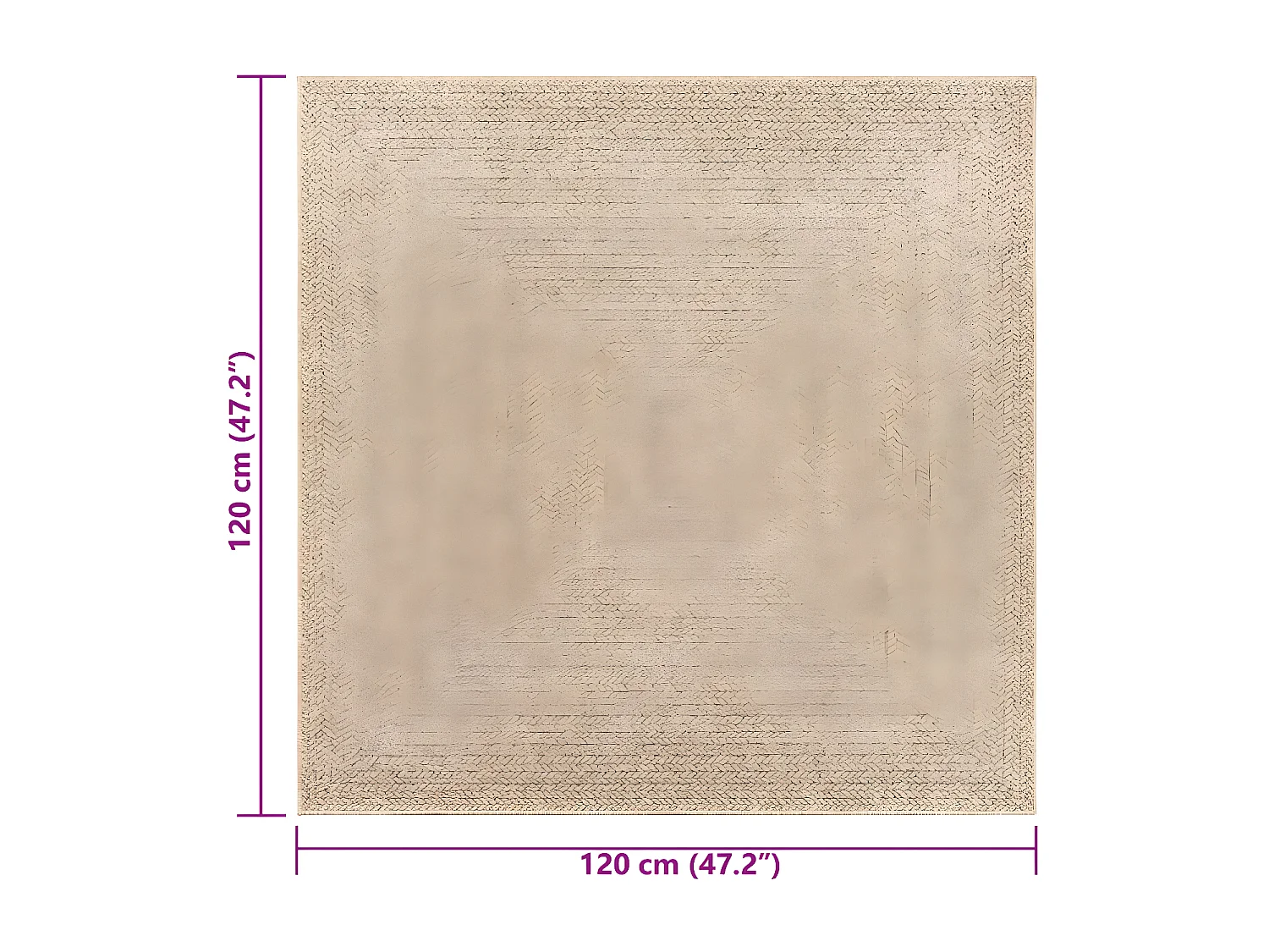 Tapis ZIZUR 120x120 aspect de jute intérieur et extérieur