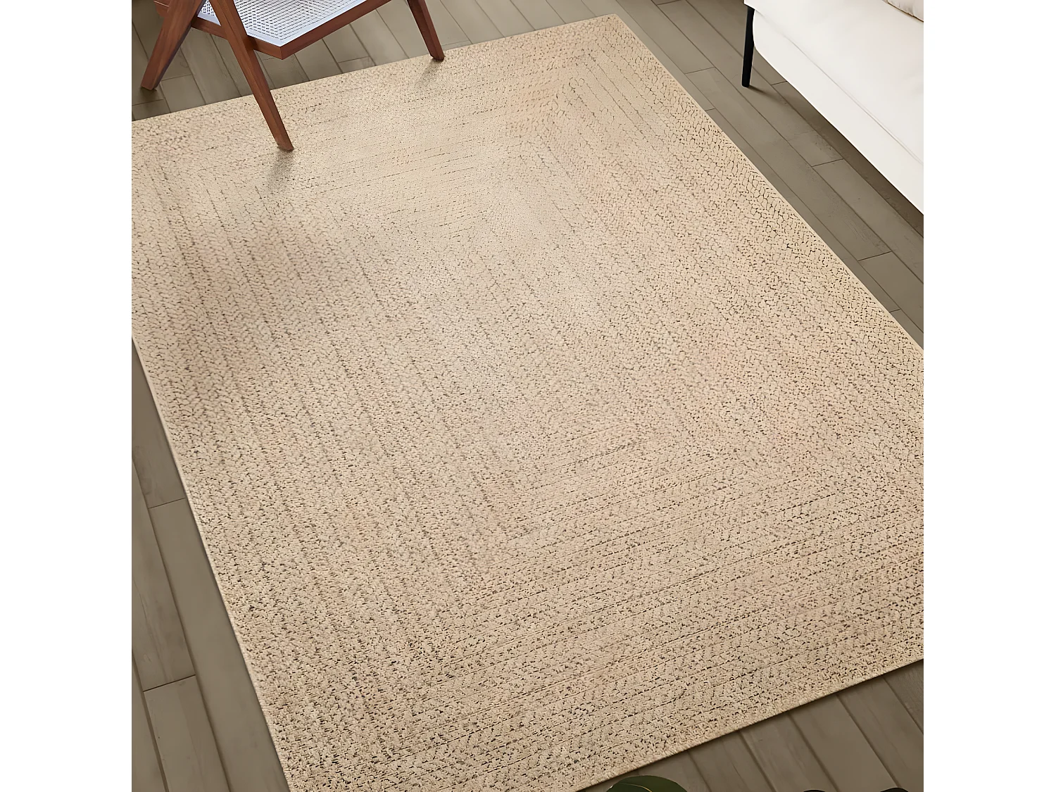 Tapis ZIZUR 120x120 aspect de jute intérieur et extérieur