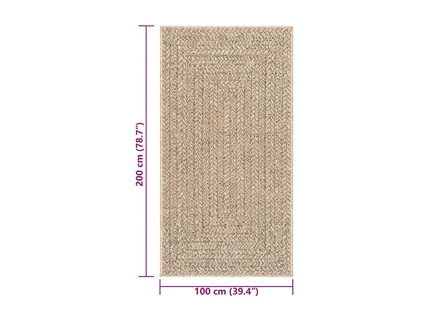 Tapis ZIZUR 100x200 aspect de jute intérieur et extérieur