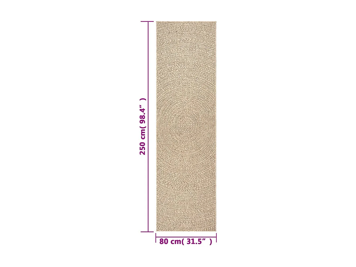 Tapis ZIZUR 80x250 aspect de jute intérieur et extérieur