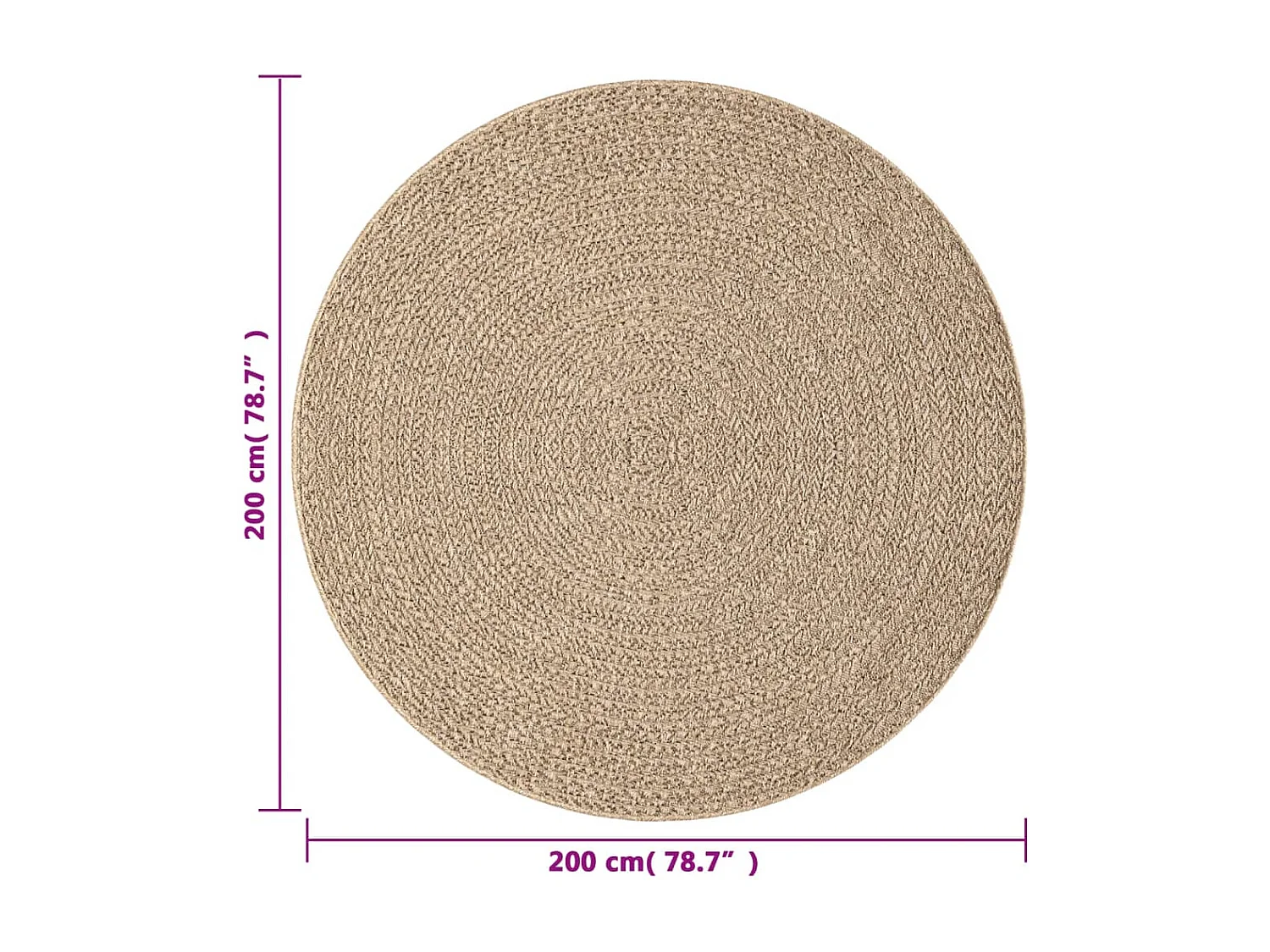 Tapis ZIZUR Ø 200cm aspect de jute intérieur et extérieur