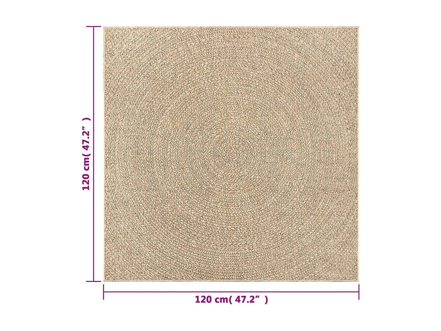 Tapis ZIZUR 120x120 aspect de jute intérieur et extérieur
