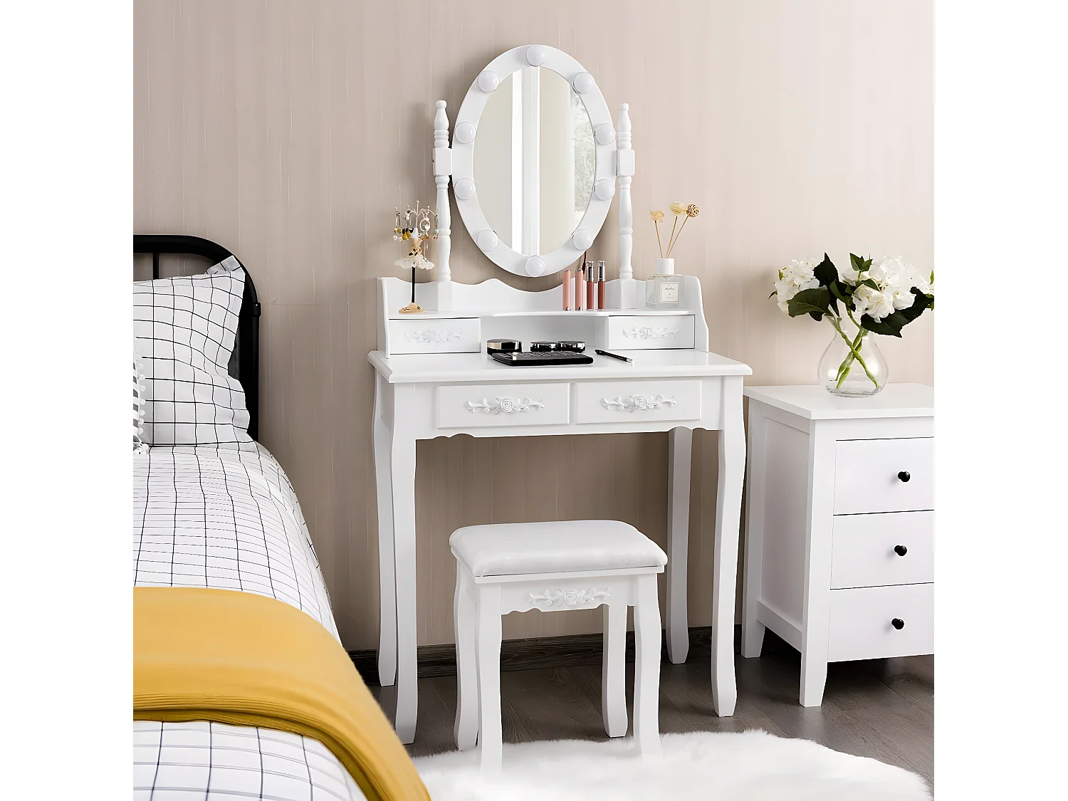 Schminktisch Set mit 10 LED-Leuchten