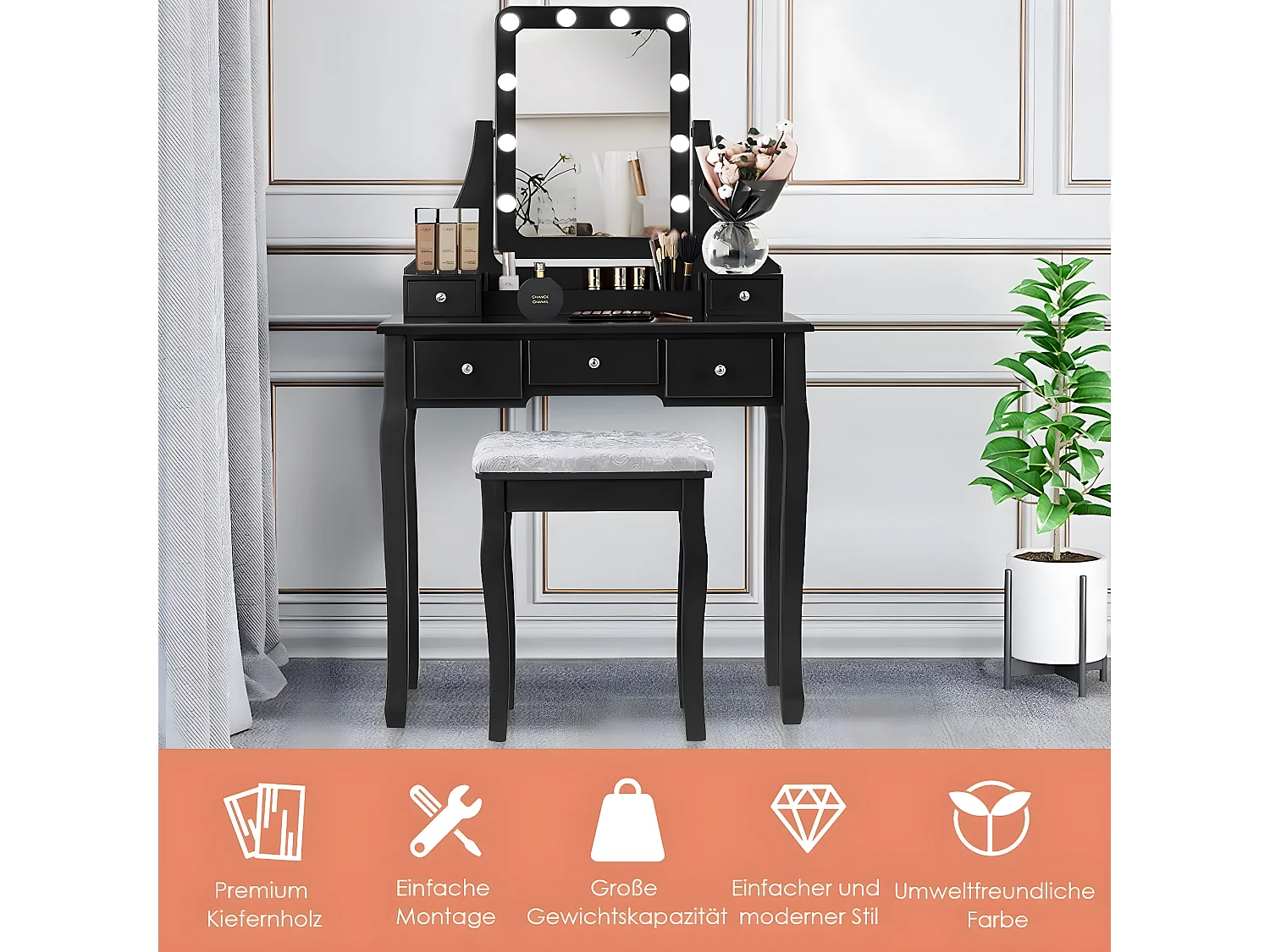 Schminktisch mit Hocker Frisiertisch