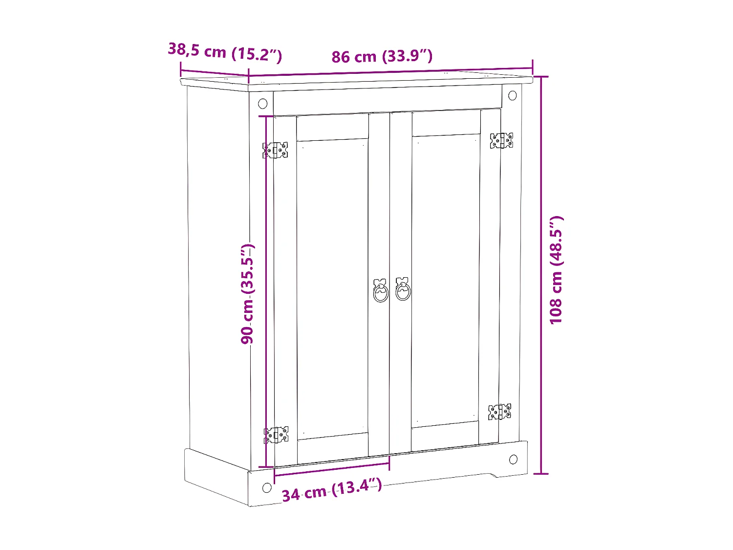 Armoire à chaussures Corona 86x38,5x108 bois de pin massif