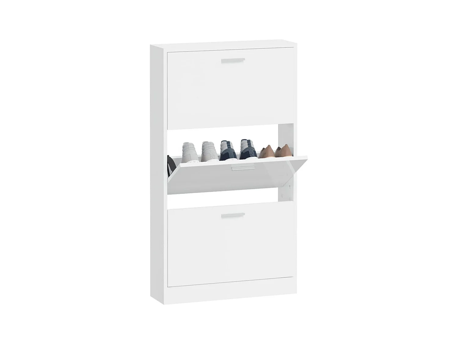 Armoire à chaussure Blanc brillant 59x17x108 Bois ingénierie