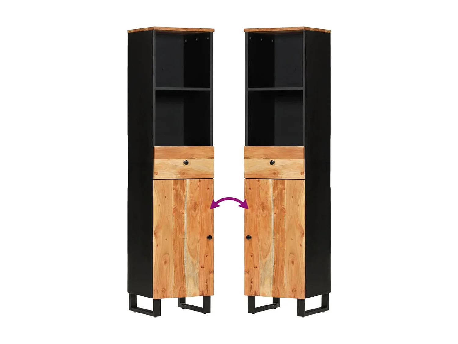 Armoire de salle de bain 38x33x160 bois massif d'acacia