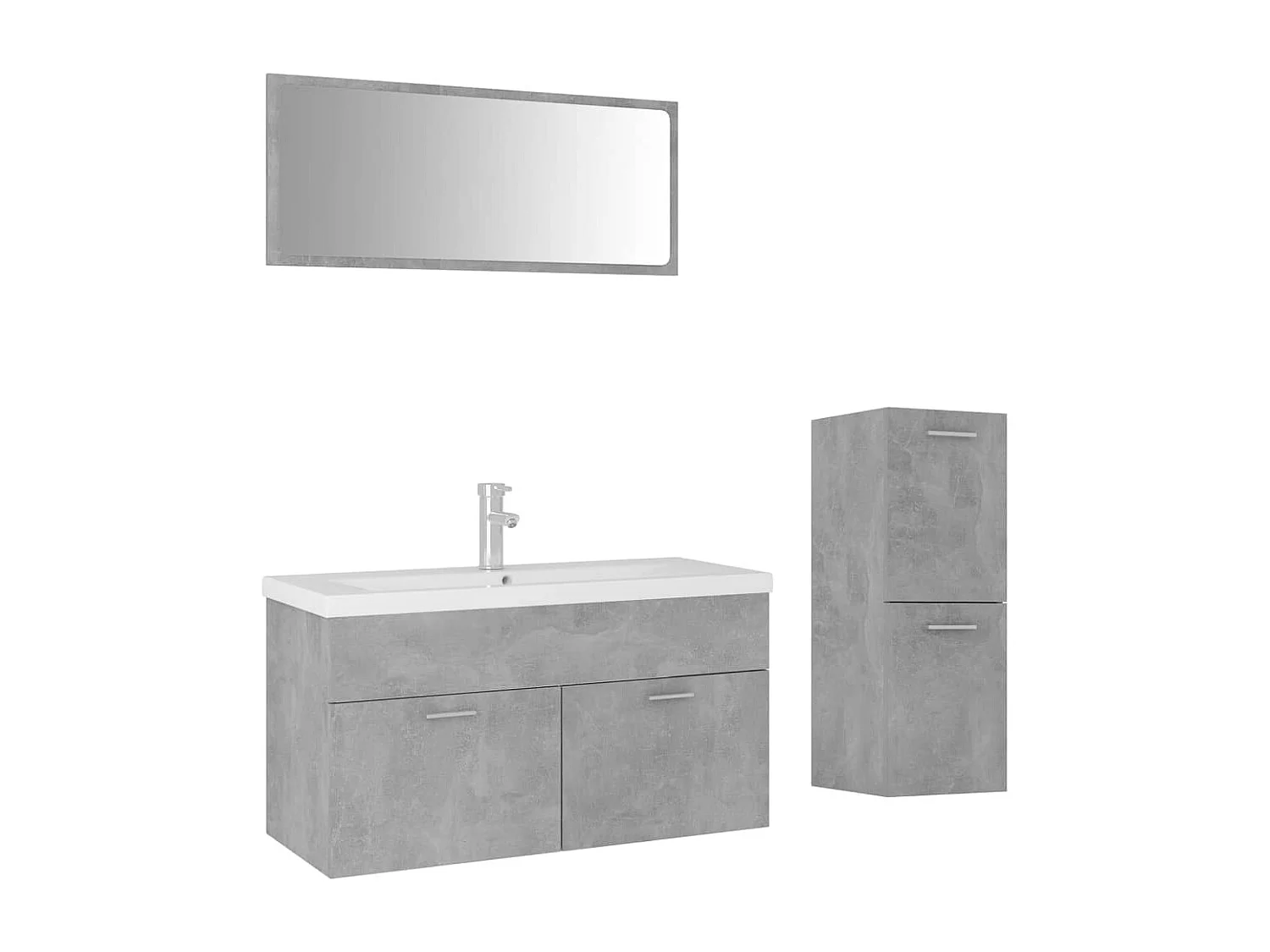 Badkamermeubelset bewerkt hout betongrijs