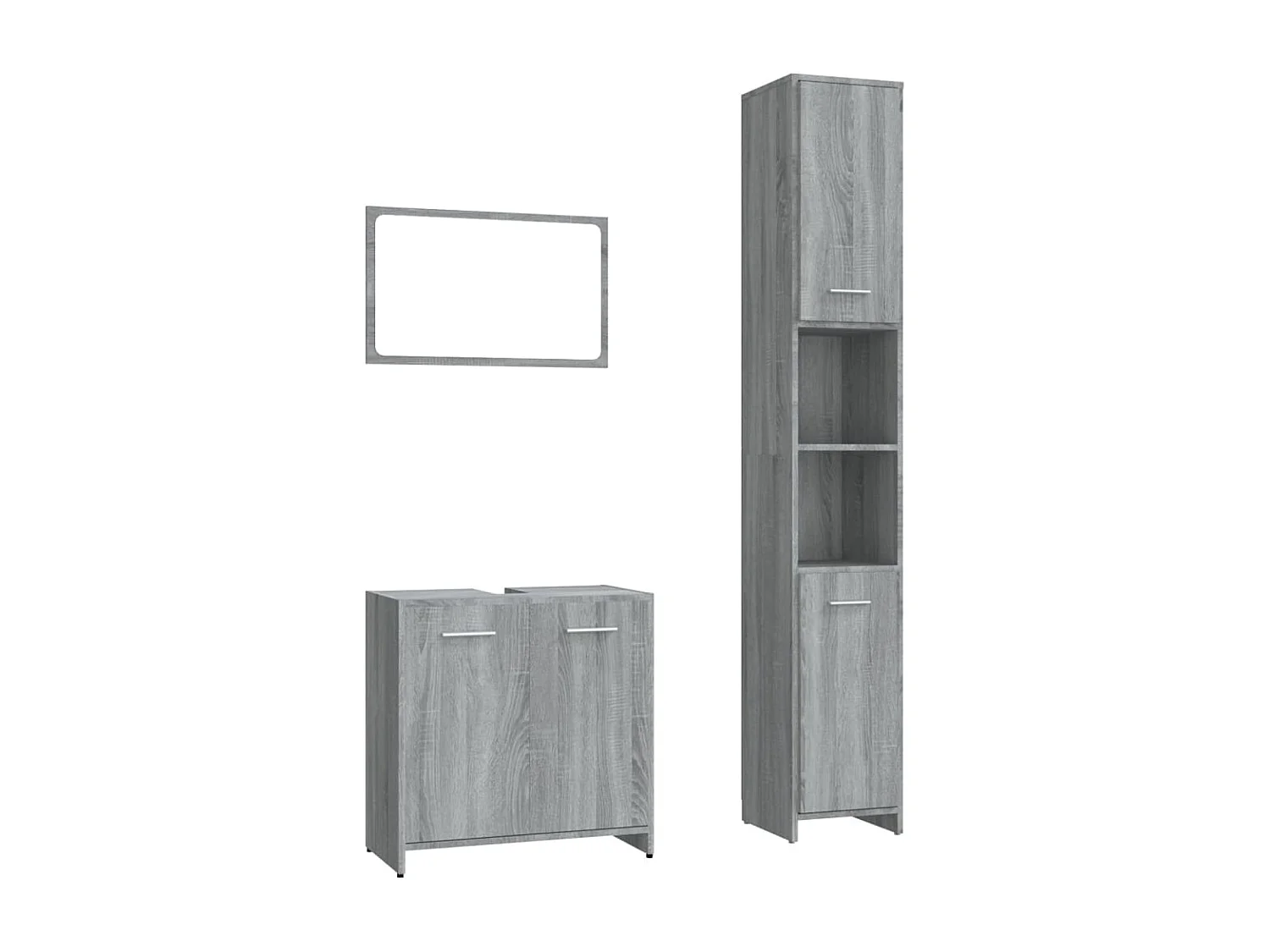 Ensemble de meubles de salle de bain 3 pcs Sonoma gris