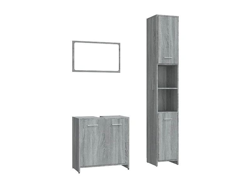 Ensemble de meubles de salle de bain 3 pcs Sonoma gris