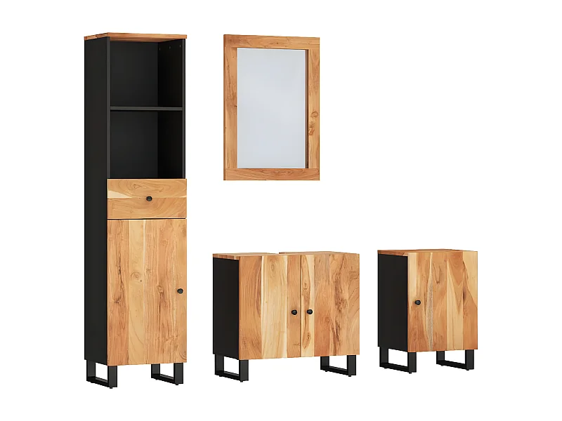 Ensemble de meubles de salle de bain 4 pcs bois massif d'acacia
