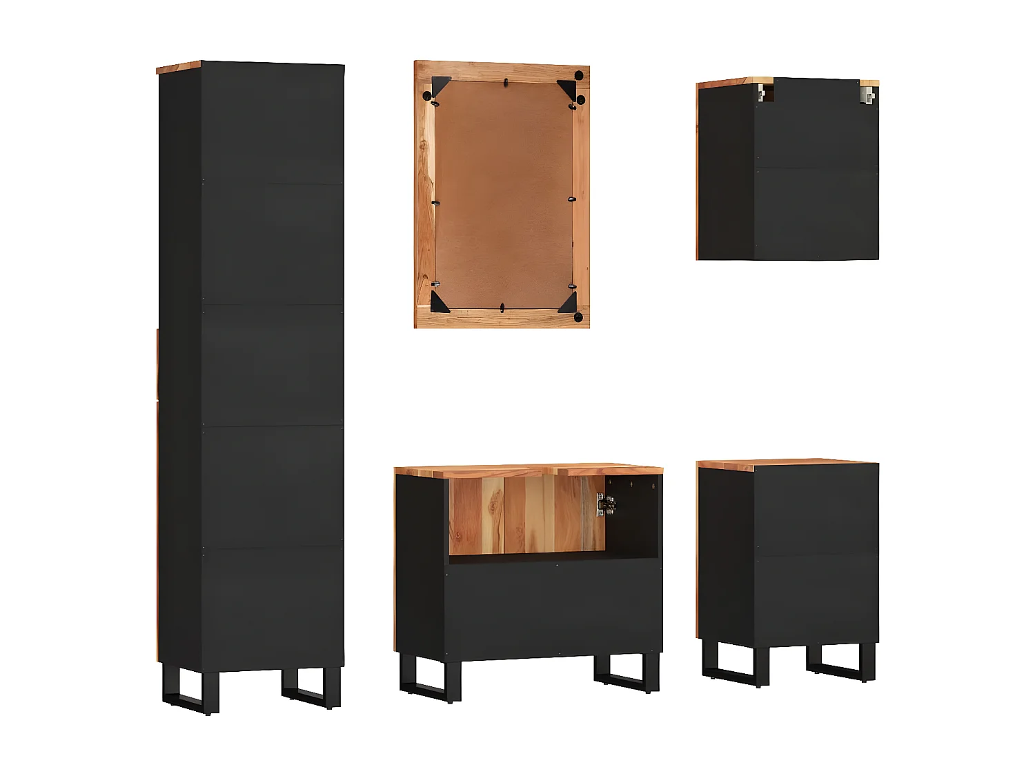 Ensemble de meubles de salle de bain 5 pcs bois massif d'acacia