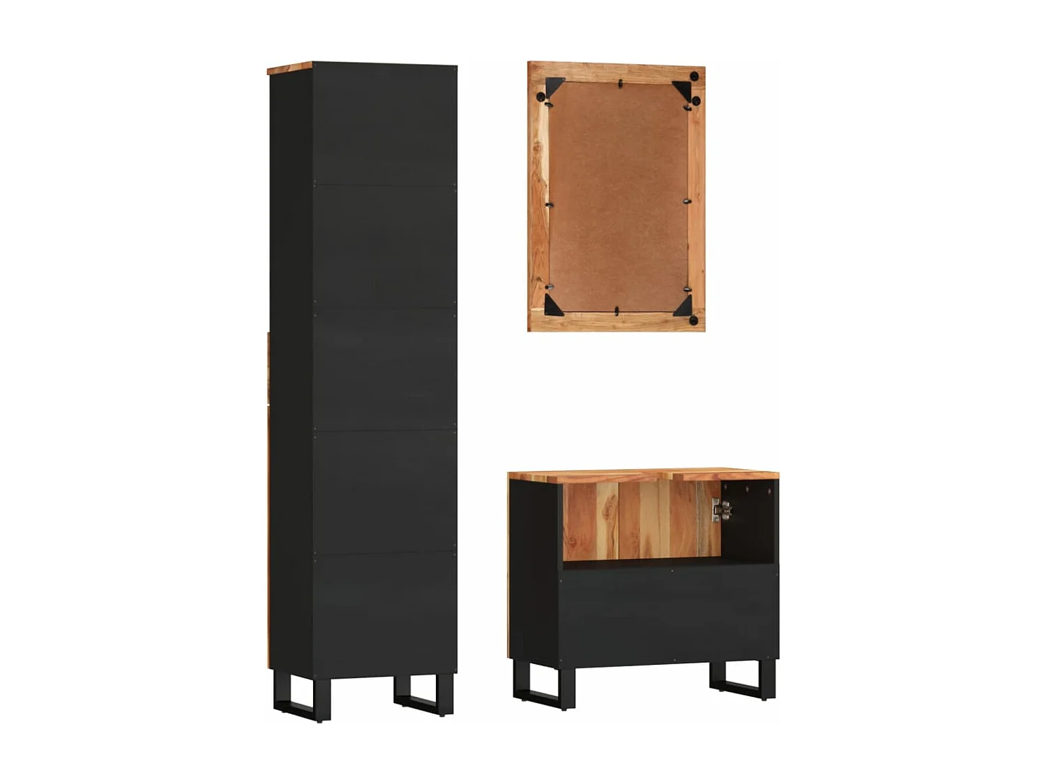 Ensemble de meubles de salle de bain 3 pcs bois massif d'acacia