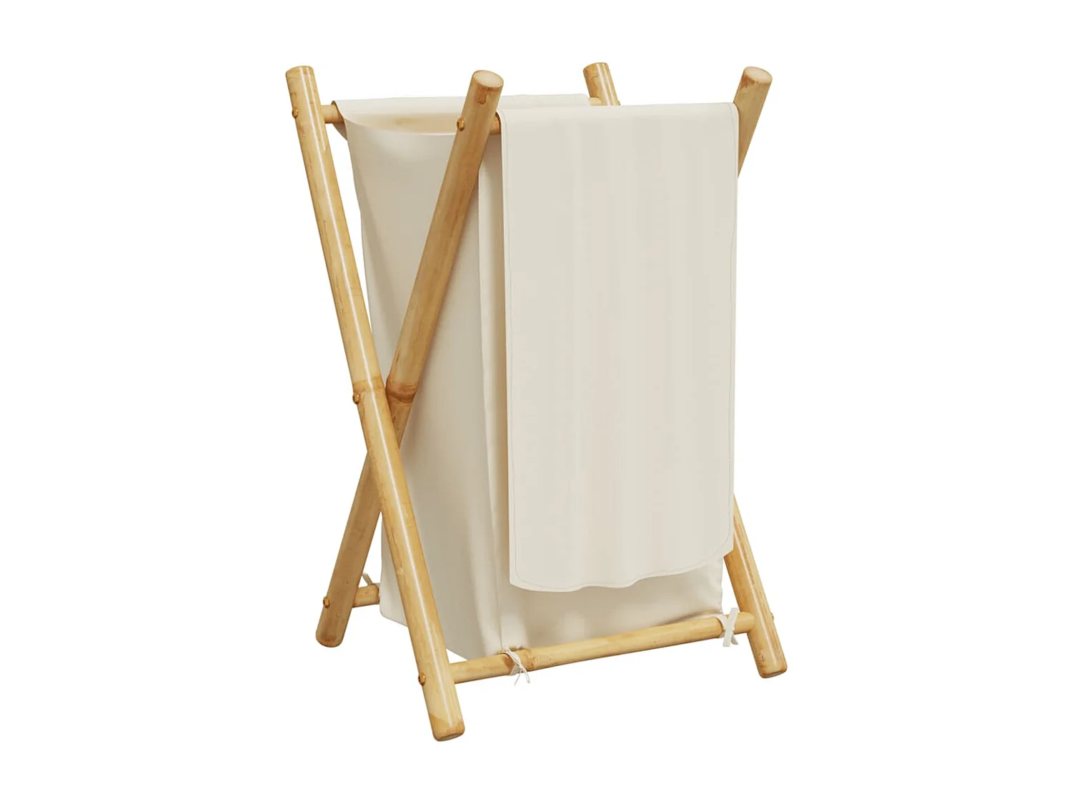 Panier à linge blanc crème 41,5x36x63,5 bambou