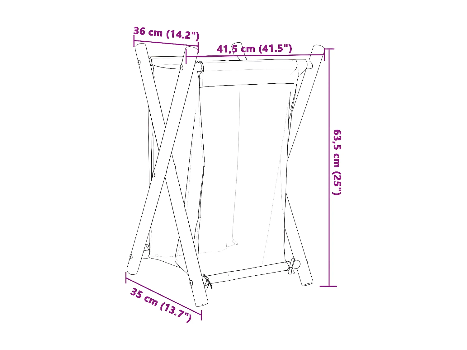 Panier à linge blanc crème 41,5x36x63,5 bambou
