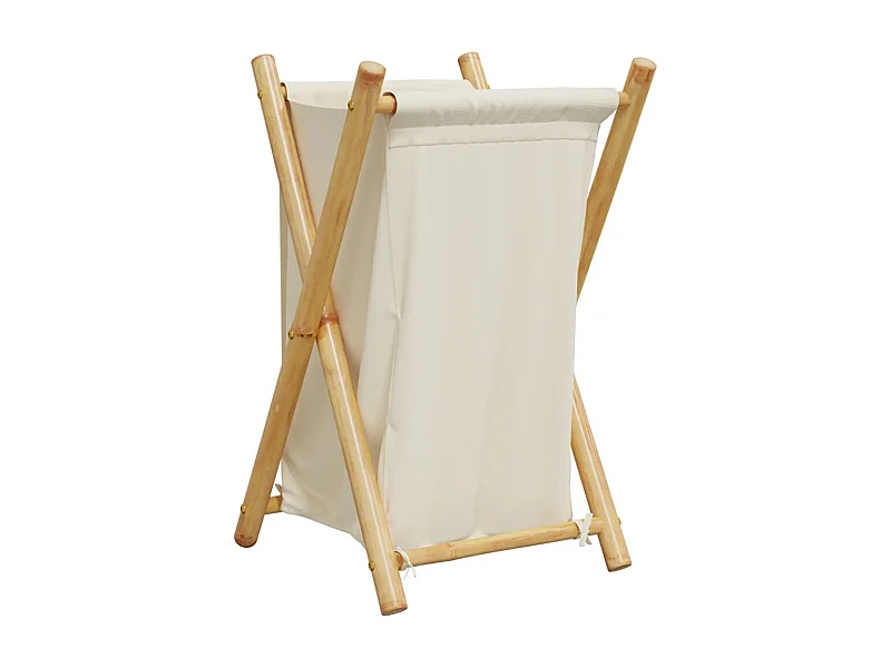 Panier à linge blanc crème 41,5x36x63,5 bambou