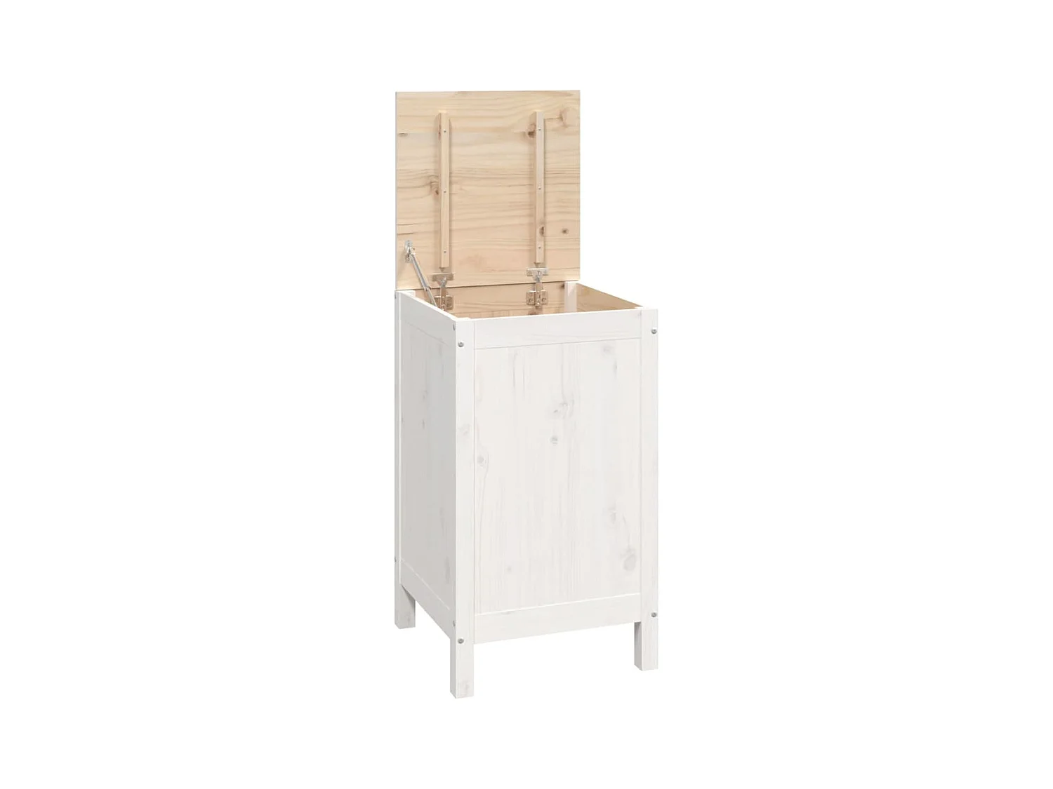 Boîte à linge Blanc 44x44x76 Bois massif de pin