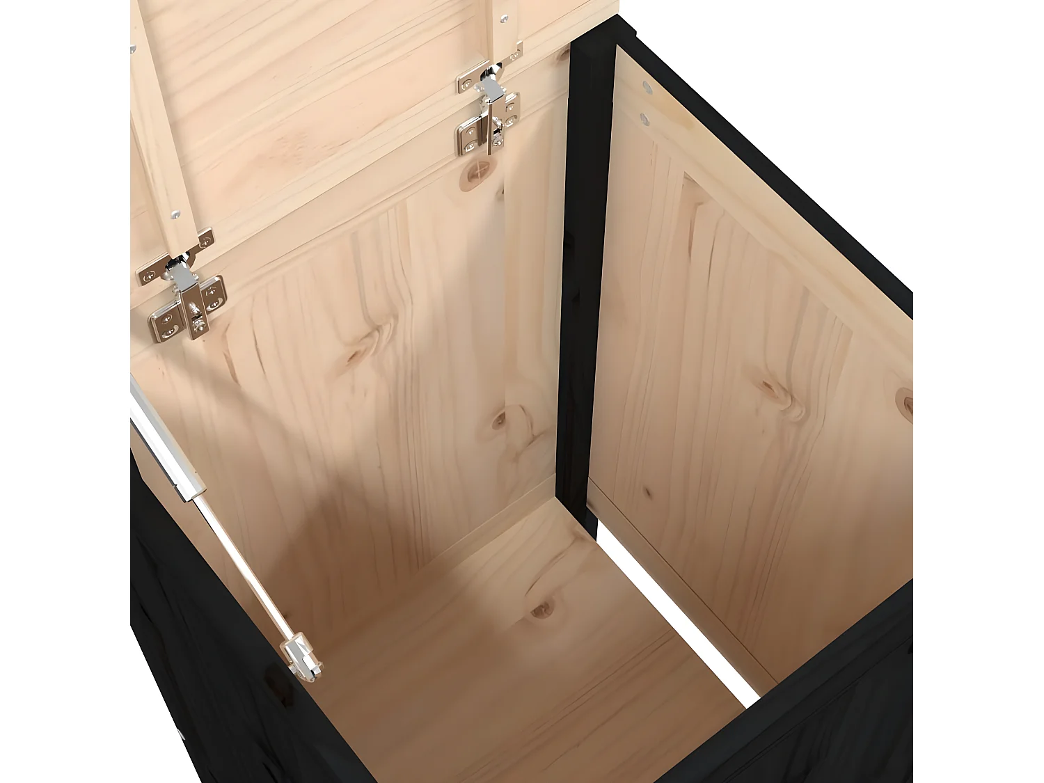 Boîte à linge Noir 44x44x76 Bois massif de pin