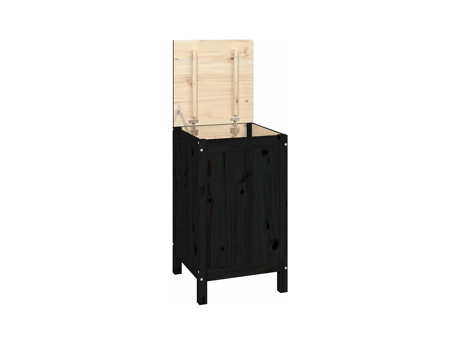 Boîte à linge Noir 44x44x76 Bois massif de pin