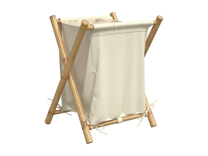 Panier à linge blanc crème 45x55x63,5 bambou