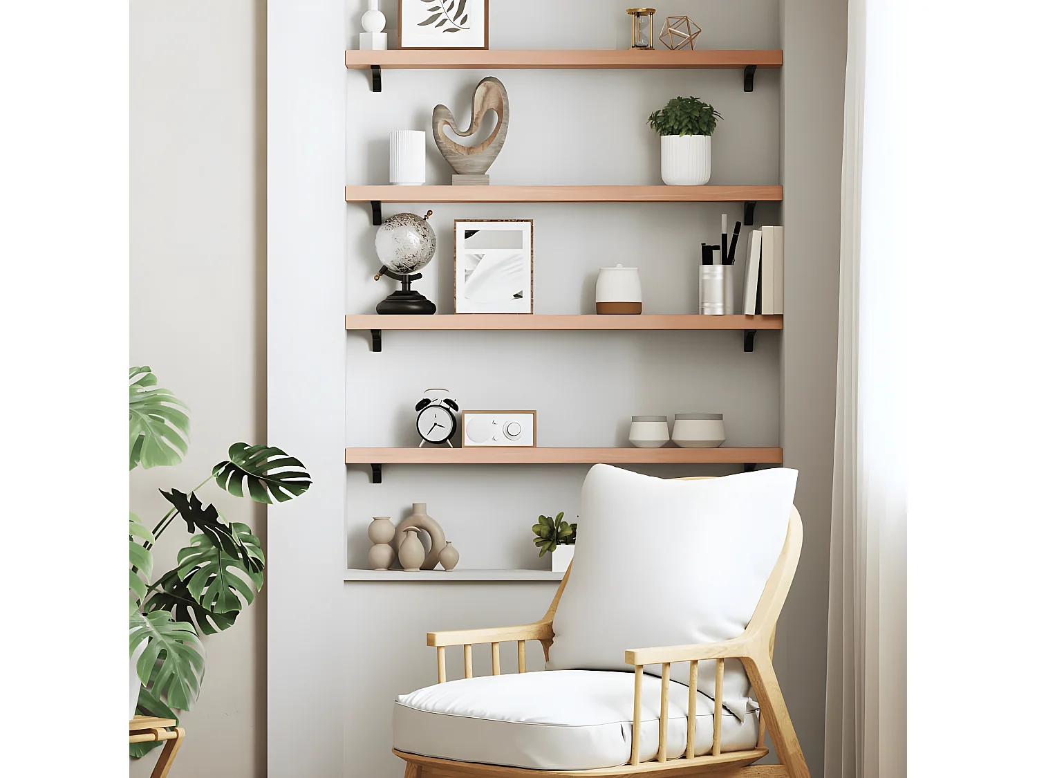 Étagère murale marron clair 80x10x4 bois chêne massif traité