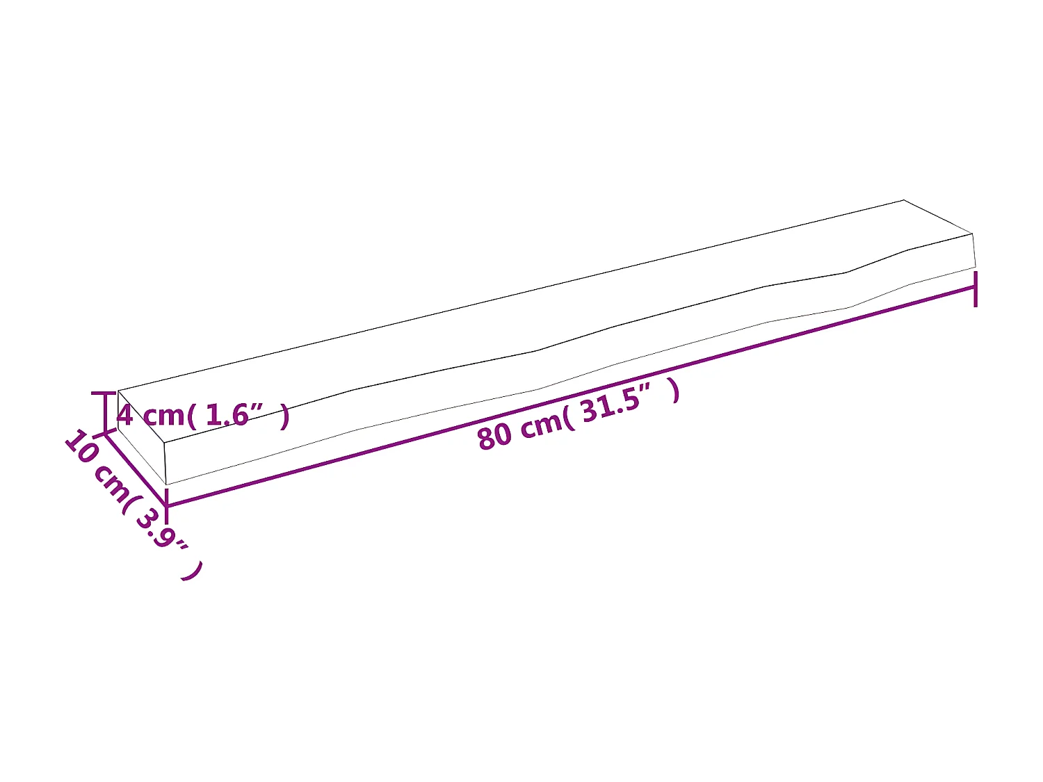 Étagère murale marron clair 80x10x4 bois chêne massif traité