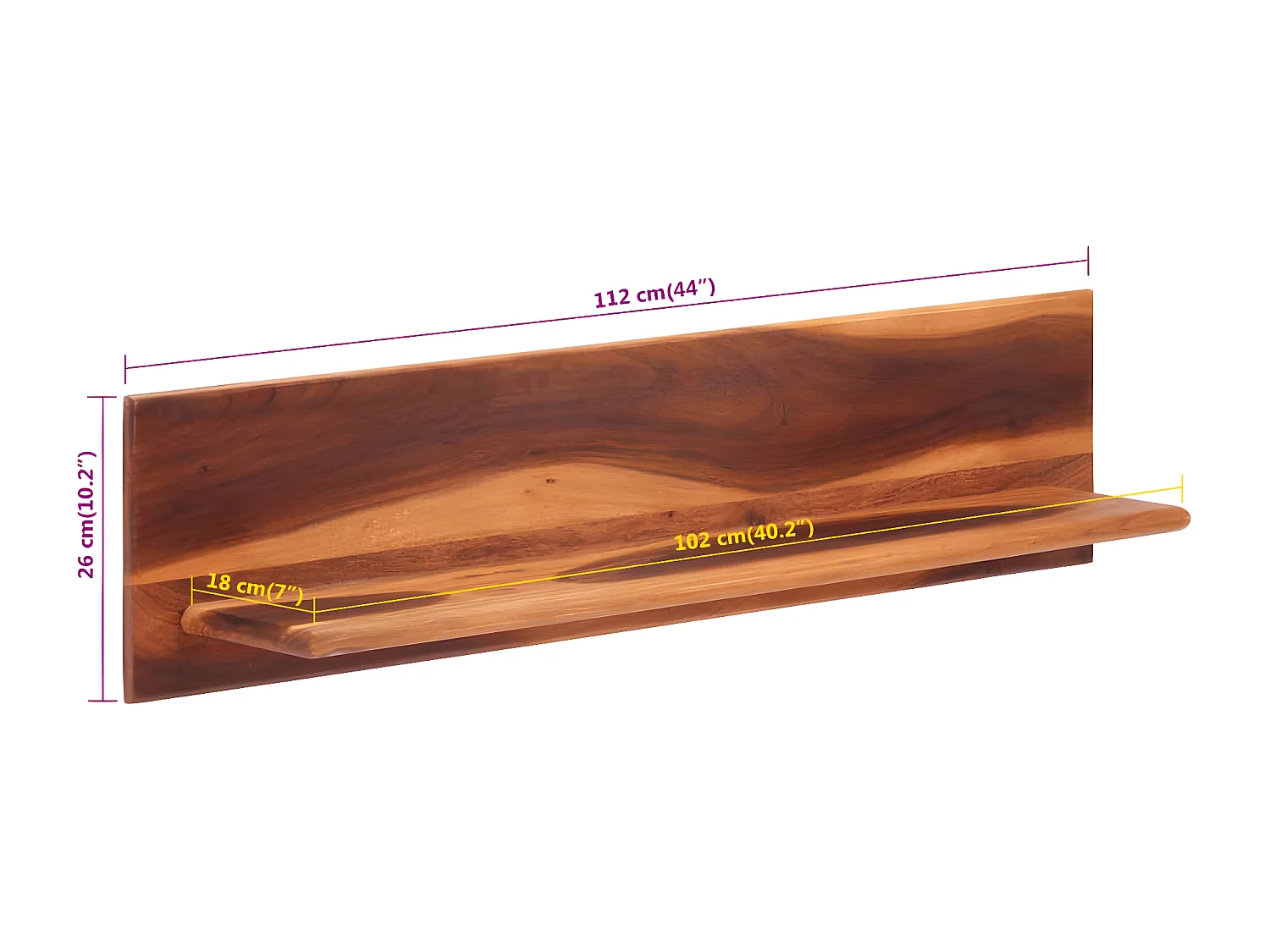 Étagères murales 2 pcs 112x20x26 bois massif d'acacia