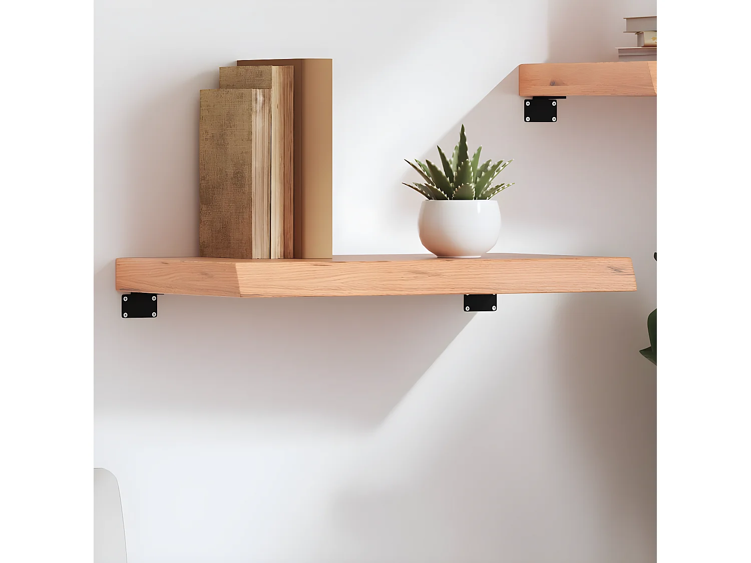 Étagère murale marron clair bois chêne massif traité