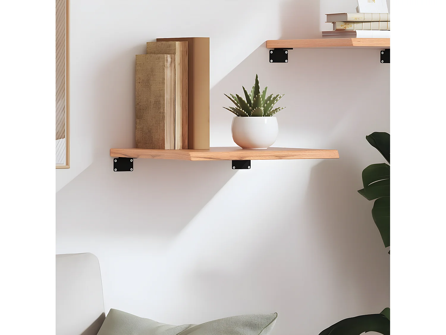 Étagère murale marron clair 40x40x2 bois chêne massif traité